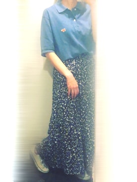 「SCYE BASICS（サイベーシックス）のアイテム（ポロシャツ）」を使った、ちゃみんさん（レディース・156cm）の夏コーディネート