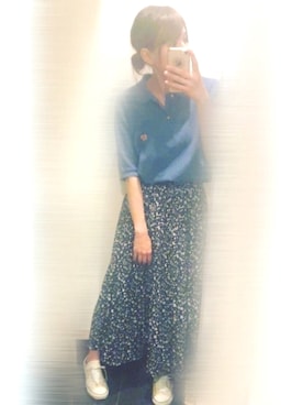 「SCYE BASICS（サイベーシックス）のアイテム（ポロシャツ）」を使った、ちゃみんさん（レディース・156cm）の夏コーディネート