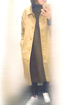 「ロングニットワンピ」｜ちゃみんさん（レディース・156cm）の秋コーディネート