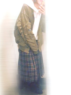 「ムートンブーツ」｜「アイテム（MA-1）」を使った、ちゃみんさん（レディース・156cm）の冬コーディネート