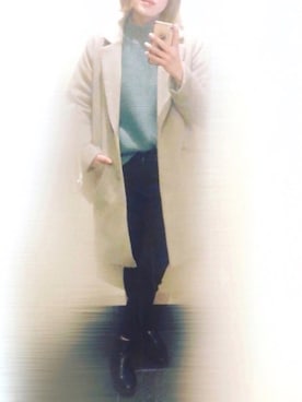 「one way（ワンウェイ）のアイテム（チェスターコート）」を使った、ちゃみんさん（レディース・156cm）の冬コーディネート