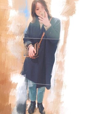 「ストレートデニム」｜「アイテム（トレンチコート）」を使った、ちゃみんさん（レディース・156cm）の秋コーディネート