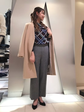 「シフォンブラウス」｜「アイテム（その他アウター）」を使った、Margheritaさん（レディース・162cm）の秋コーディネート