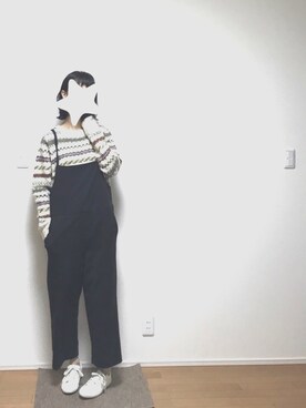 「ROPE' PICNIC（ロペピクニック）のアイテム（サロペット/オーバーオール）」を使った、hanazoo＊さん（レディース・169cm）の冬コーディネート
