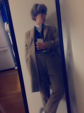 「Scye（サイ）のアイテム（カーゴパンツ）」を使った、森本夏基さん（メンズ・172cm）の冬コーディネート