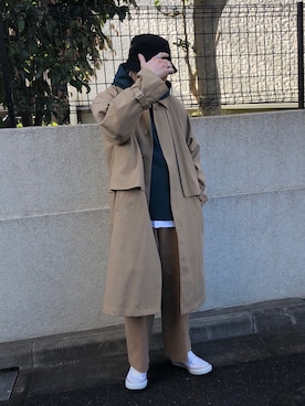 「アイテム（ステンカラーコート）」を使った、春樹さん（メンズ・168cm・20代）の春コーディネート