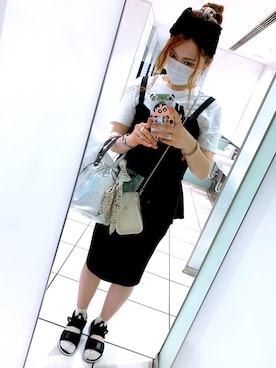 「OZOC（オゾック）のアイテム（タンクトップ）」を使った、AIRIさん（レディース・161cm）の夏コーディネート