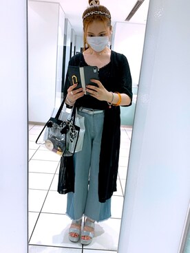 「OZOC（オゾック）のアイテム（カーディガン/ボレロ）」を使った、AIRIさん（レディース・161cm）の夏コーディネート