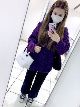 「OZOC（オゾック）のアイテム（パンツ）」を使った、AIRIさん（レディース・161cm）の春コーディネート