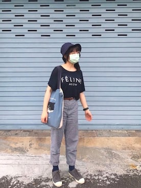 「ネコ」｜「アイテム（腕時計）」を使った、シシ🌼さん（レディース・153cm）の春コーディネート