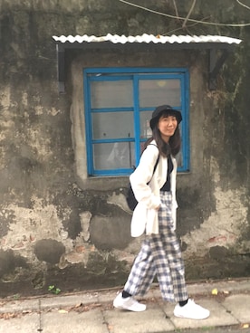 「MEIER.Q（マイヤーキュー）のアイテム（その他アウター）」を使った、OLIさん（レディース・169cm）の春コーディネート