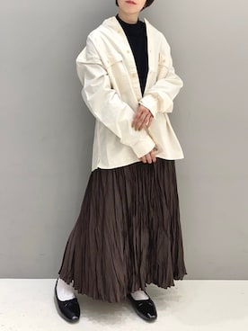 「メンズシャツ」｜ふじやさん（レディース・161cm）の春コーディネート