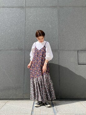 「チャックテイラー」｜「アイテム（ワンピース/ドレス）」を使った、徳寄文香さん（レディース・162cm）の春コーディネート