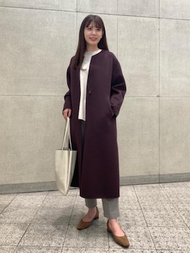 「ビジネス」｜「アイテム（ノーカラーコート）」を使った、natsumiさん（レディース・162cm）の秋コーディネート