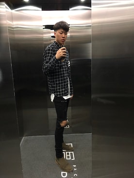 「AMIRI(アミリ)のアイテム(バッグ)」を使った、sstさん(メンズ・186cm)の冬コーディネート