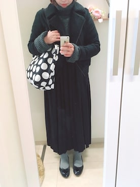 「haco!（ハコ）のアイテム（ライダースジャケット）」を使った、みゃむさん（レディース・160cm）の冬コーディネート