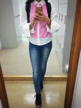 「Ameri（アメリ）のアイテム（スニーカー）」を使った、N.Y.さん（レディース・158cm）の春コーディネート