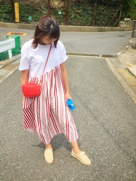 「ZARA（ザラ）のアイテム（ワンピース、ホワイト系）」を使った、N.Y.さん（レディース・158cm）の夏コーディネート