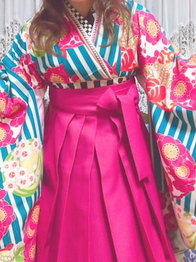 「袴」｜「アイテム（浴衣）」を使った、るーさん（レディース・153cm）の春コーディネート
