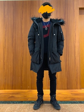 「DIESEL（ディーゼル）のアイテム（ナイロンジャケット）」を使った、kuririnpaさん（メンズ・170cm）の冬コーディネート