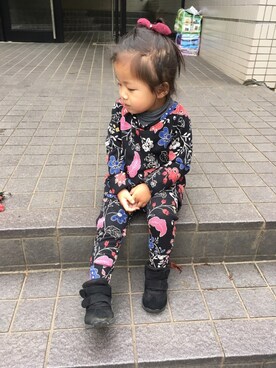 「OLD NAVY（オールドネイビー）のアイテム（オールインワン・サロペット）」を使った、✓﻿EMさん（キッズ・80cm）の冬コーディネート