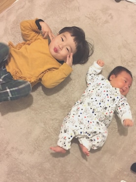 「2歳3ヶ月」｜「アイテム（スウェット）」を使った、REN.さん（キッズ・80cm）の冬コーディネート