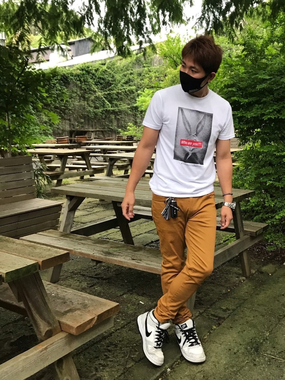 「Rodeo Crownsのアイテム（ファッション雑貨、ブラック系）」を使った、チャンこつさん（メンズ・172cm）の夏コーディネートの1枚目の写真