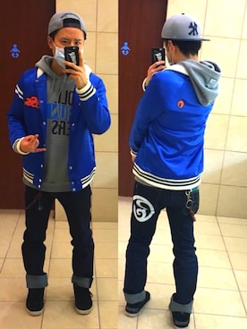 「ROLLING CRADLE（ローリングクレイドル）のアイテム（デニムパンツ）」を使った、アナーキー田中さん（メンズ・171cm）の冬コーディネート