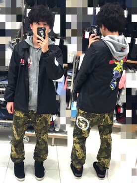 「ROLLING CRADLE（ローリングクレイドル）のアイテム（パーカー）」を使った、アナーキー田中さん（メンズ・171cm）の冬コーディネート