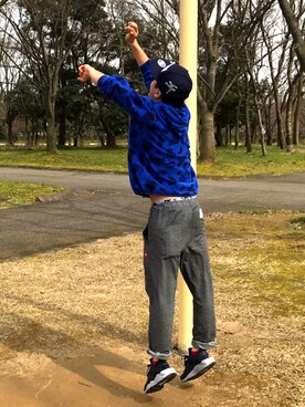「ROLLING CRADLE（ローリングクレイドル）のアイテム（パーカー）」を使った、アナーキー田中さん（メンズ・171cm）の春コーディネート