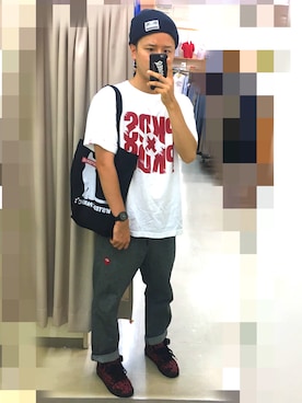 「ROLLING CRADLE（ローリングクレイドル）のアイテム（ニットキャップ/ビーニー）」を使った、アナーキー田中さん（メンズ・171cm）の夏コーディネート
