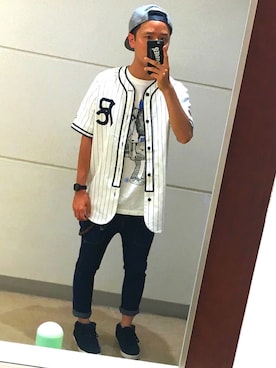 「ROLLING CRADLE（ローリングクレイドル）のアイテム（Tシャツ/カットソー）」を使った、アナーキー田中さん（メンズ・171cm）の夏コーディネート