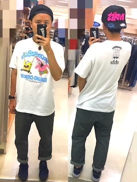 「ROLLING CRADLE（ローリングクレイドル）のアイテム（Tシャツ/カットソー）」を使った、アナーキー田中さん（メンズ・171cm）の夏コーディネート