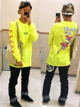 「ROLLING CRADLE（ローリングクレイドル）のアイテム（デニムパンツ）」を使った、アナーキー田中さん（メンズ・171cm）の秋コーディネート