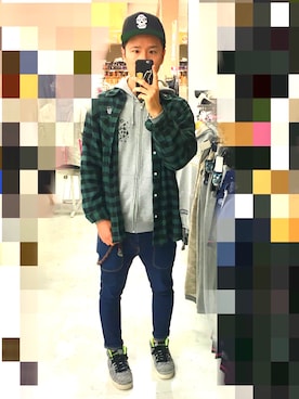 「SQUAIR（スクエア）のアイテム」を使った、アナーキー田中さん（メンズ・171cm）の秋コーディネート