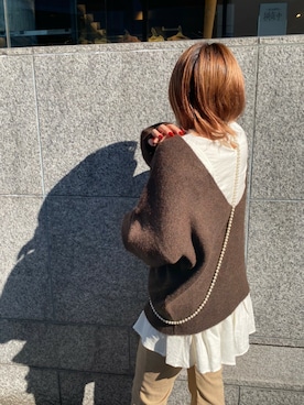 「AS KNOW AS PINKY（アズノゥアズピンキー）のニジふわスラックスパンツ（スラックス、ベージュ系）」を使った、yuhna1015さん（レディース・158cm）の冬コーディネート