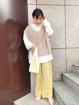 「アイテム（エコバッグ/サブバッグ）」を使った、yuhna1015さん（レディース・158cm）の春コーディネート