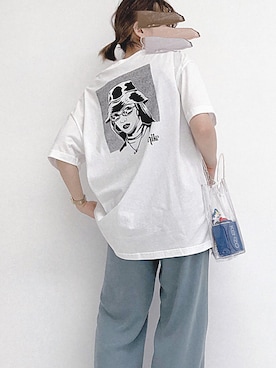 「NIKE（ナイキ）の【NIKE】ナイキ AS W NSW BOY STREET1（Tシャツ/カットソー、ホワイト系）」を使った、yokopiさん（レディース・150cm）の春コーディネート