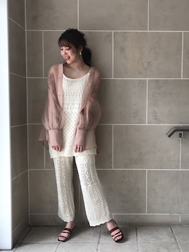 「透かし柄」｜「アイテム（シューズ）」を使った、megumisasakiさん（レディース・169cm）の春コーディネート