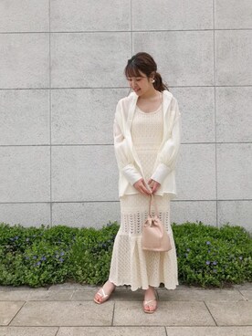「透かし柄」｜「アイテム（ワンピース/ドレス）」を使った、megumisasakiさん（レディース・169cm）の春コーディネート