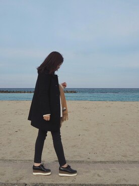 「TITTY&CO.（ティティーアンドコー）のアイテム（その他アウター）」を使った、りなさん（レディース・157cm）の春コーディネート