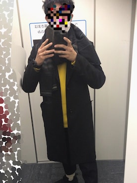 「LEMAIRE（ルメール）のアイテム（チェスターコート）」を使った、tokuyanyanさん（メンズ・175cm）の冬コーディネート
