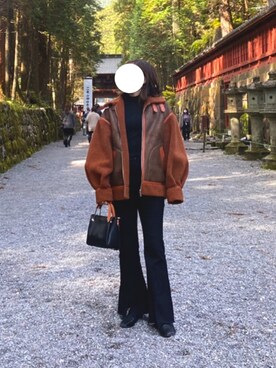 「SLY（スライ）のアイテム（ジャケット/アウター、ブラウン系）」を使った、mさん（レディース・162cm）の秋コーディネート