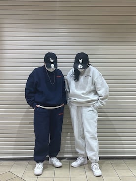 「WHO'S WHO gallery（フーズフーギャラリー）の【KOOKY'N/クーキー】カレッジクルースウェット（スウェット、ブルー系）」を使った、mさん（レディース・162cm）の冬コーディネート