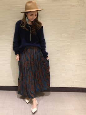 「DouDou（ドゥドゥ）のアイテム（帽子）」を使った、DouDou_STAFFさん（レディース・157cm）の冬コーディネート