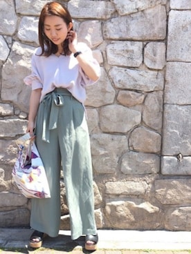 「DouDou（ドゥドゥ）のアイテム（サンダル）」を使った、DouDou_STAFFさん（レディース・157cm）の夏コーディネート