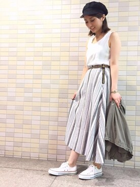 「DouDou（ドゥドゥ）のアイテム（帽子）」を使った、DouDou_STAFFさん（レディース・157cm）の夏コーディネート