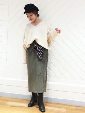 「ゆるニット」｜「アイテム（財布/小物）」を使った、DouDou_STAFFさん（レディース・157cm）の秋コーディネート