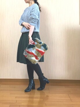 「ファークラッチ」｜「アイテム（ブーツ）」を使った、ukiさん（レディース・154cm）の冬コーディネート
