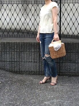 「Encachette（アンキャシェット）のアイテム」を使った、ukiさん（レディース・154cm）の夏コーディネート